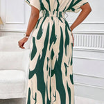 Elegant V-neck batwing sleeve wide jumpsuit - runwayfashionista.com