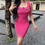 Bold Mini: Letter Vest Lace Patchwork Dress
