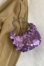 Sequin Chain Crossbody Bag - Adjustable & Stylish - rnwayfashionistacom