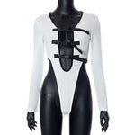 Button Decoration Bodysuit - runwayfashionista.com