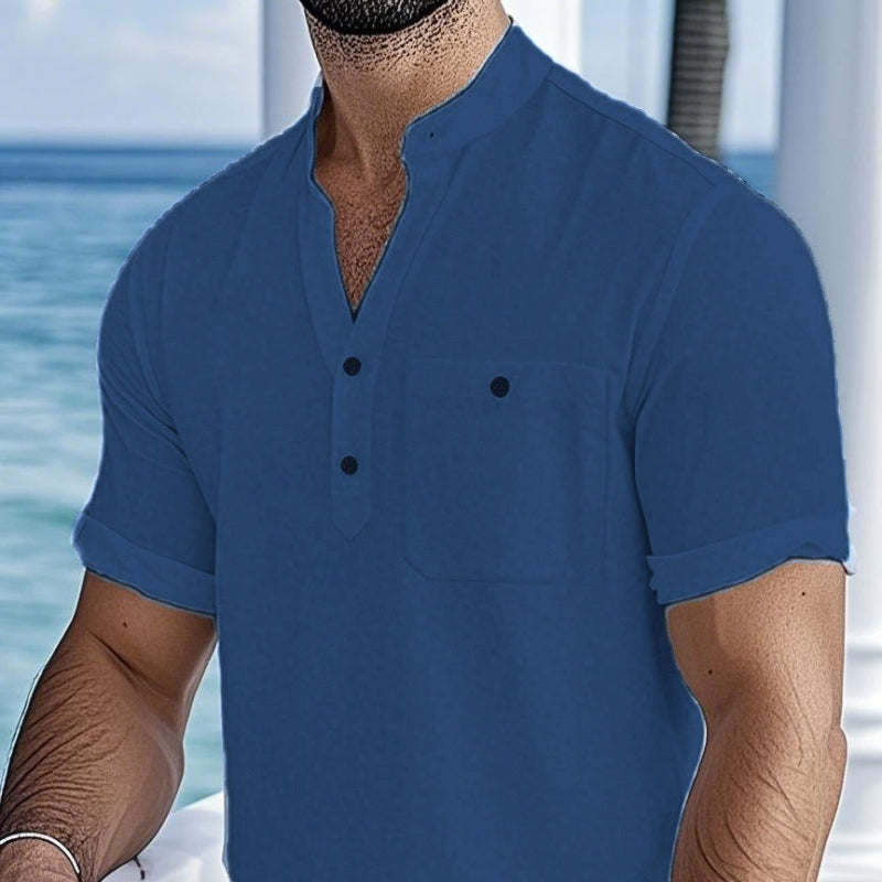 Effortless Modernity: The Lightweight Stand-Collar Shirt