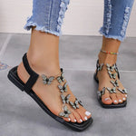 Rhinestone Butterfly Flat Sandals - Sparkle & Comfort - ruwayfashionista.com