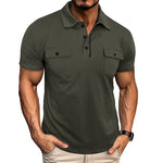 Lapel Button Polo Shirt With Pockets