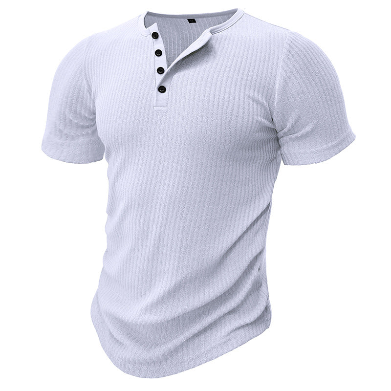 V-neck Button T-shirt - white