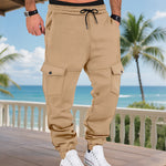 Fleece-lined Multi-pocket Cargo Pants - beige