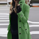 Single Breasted Stand Collar Woolen Coat