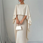 Loose Batwing Sleeve Maxi Dress - milky white