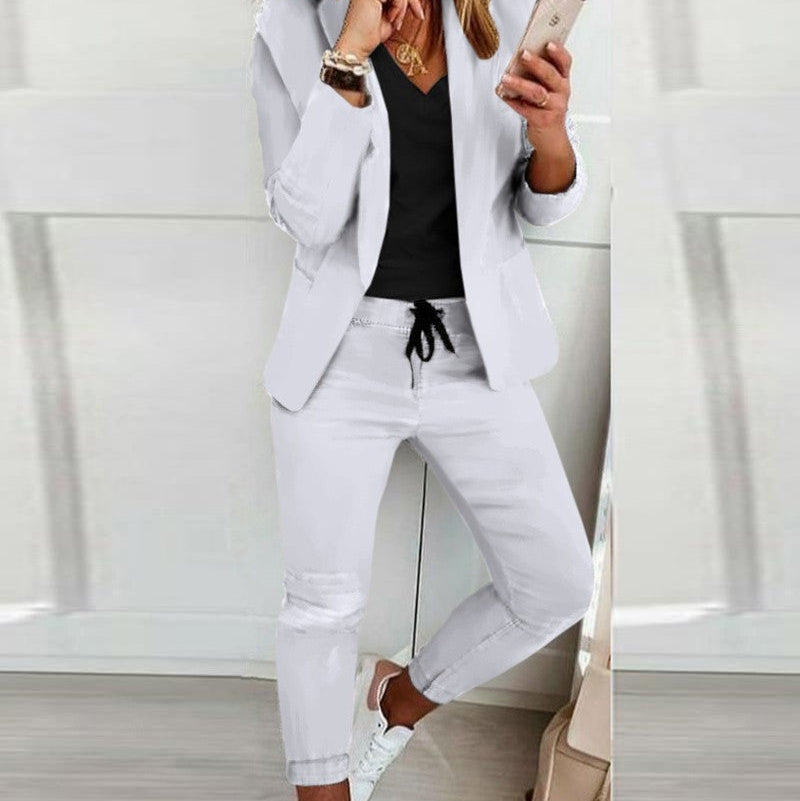 Ladies Fashion OL Office Trousers Suit - grey