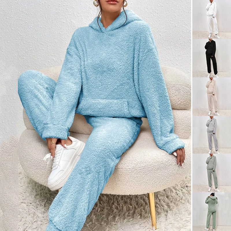 Casual Hooded Top And Elastic Band Pants Set
