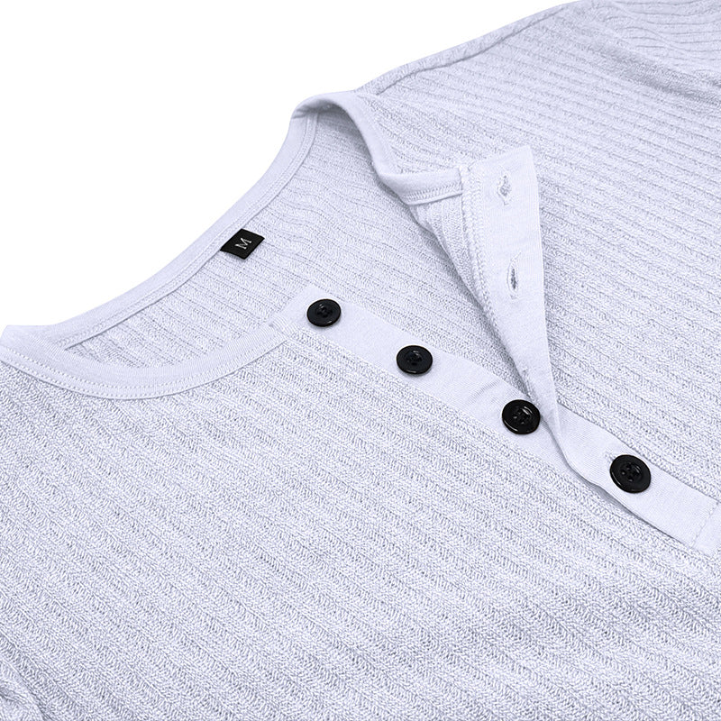 V-neck Button T-shirt - grey