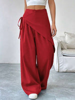 Casual Wide-leg Straight Pants - red