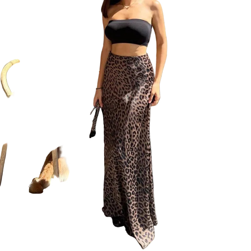 Leopard Print Mermaid Maxi Skirt