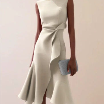 Sleeveless A-line Waist Twist Midi Dress
