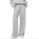Half Zip Long Sleeve Sweatshirt And Wide Leg Pants Set
