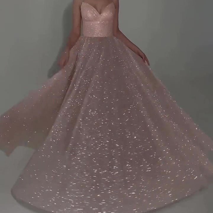 Sequined Backless Evening Maxi Dress