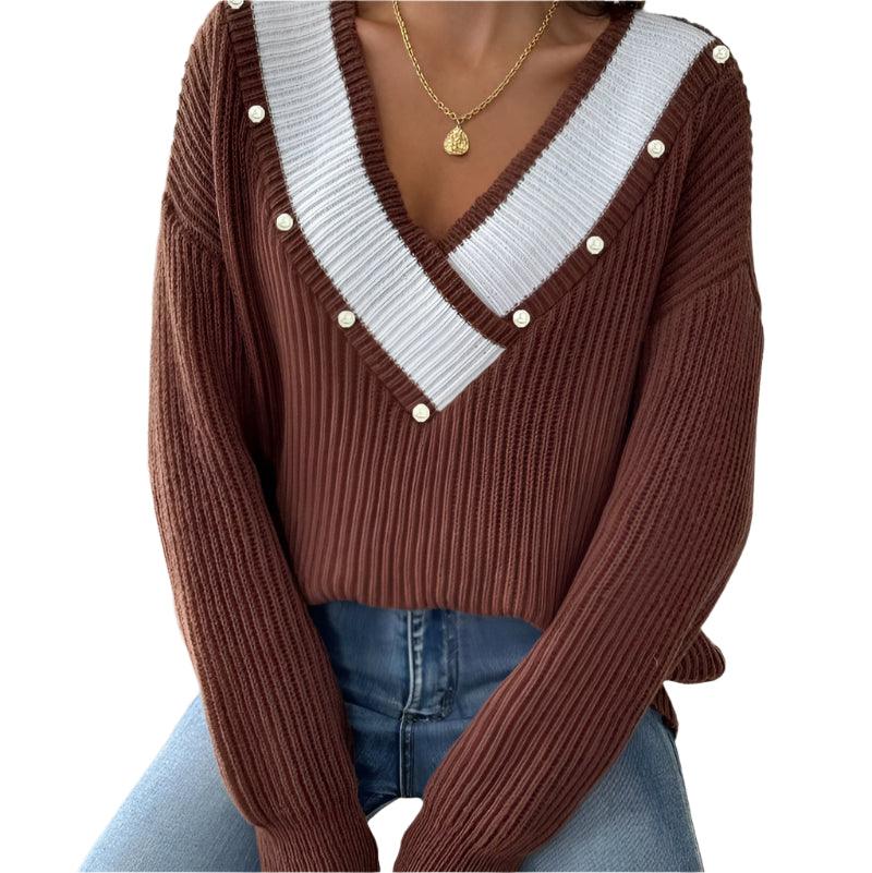 V-neck loose sweater -runwayfashionista.com