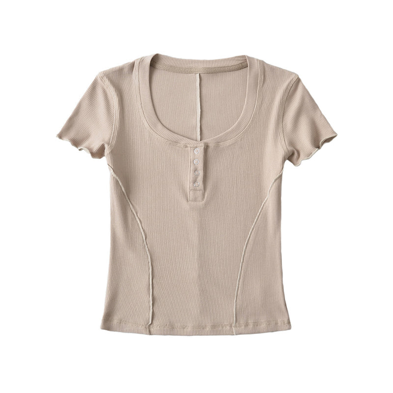 Slim fit threaded short sleeved T-shirt