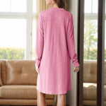Notched long sleeve mini dress - runwayfashionista.com