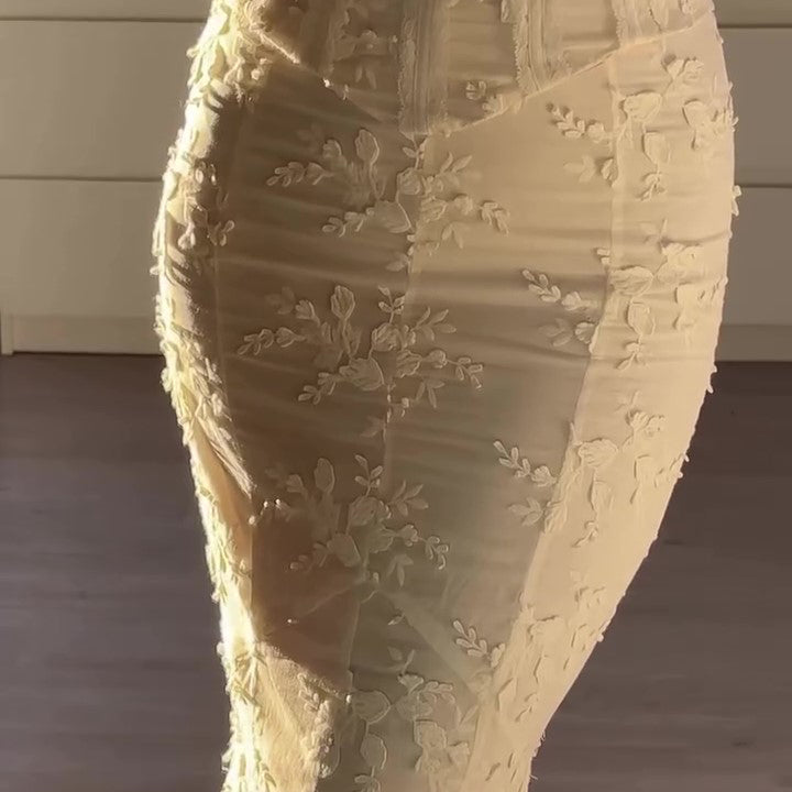 Embroidered Strapless Dress Sets