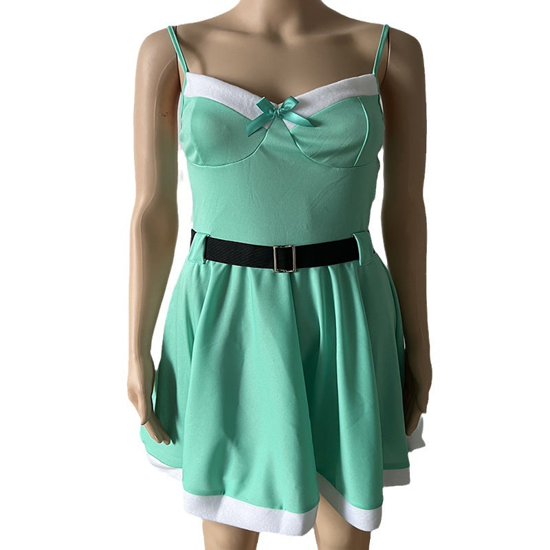 Festive Contrast-Trim Camisole Dress