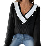 V-neck loose sweater -runwayfashionista.com