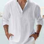 Casual Cotton Linen Shirt - hite