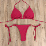 2pcs Halterneck Lace-up Bikini