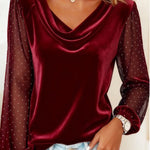 Elegant Diamond Mesh Sleeve Loose Top