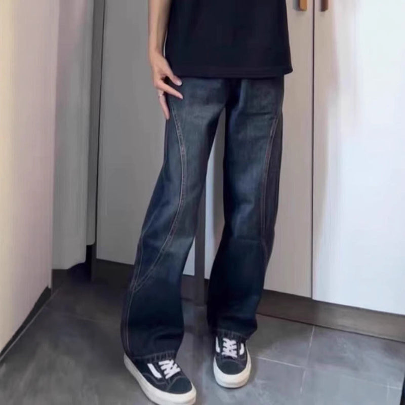 Retro Street Trend Straight Leg Denim Jeans