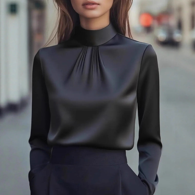 Elegant Pleated Long-Sleeve Shirt