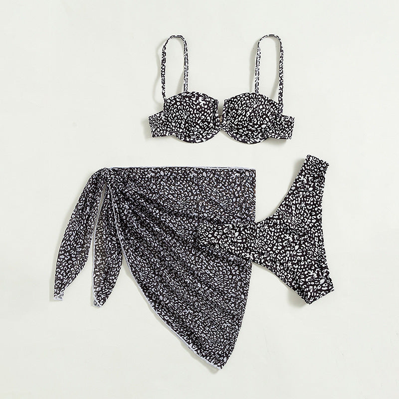 Three-Piece Floral Bikini & Beach Skirt Set