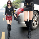 Sleek One-step PU Leather Mini Skirts
