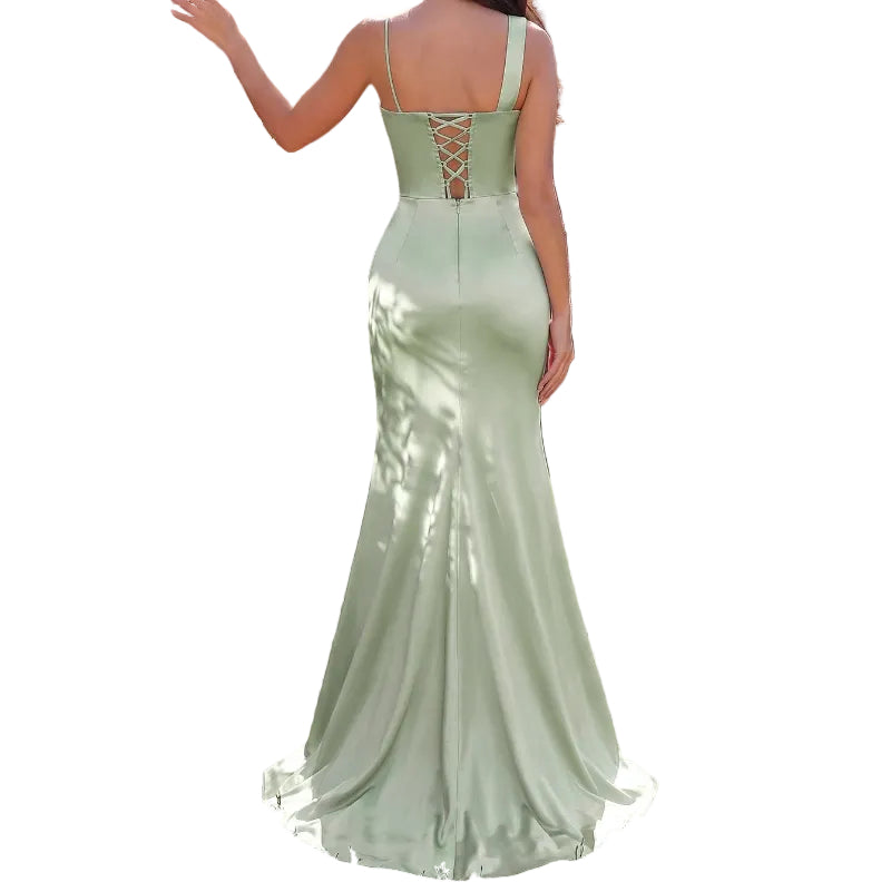 Elegant Sage Green Satin Maxi Dress ✨