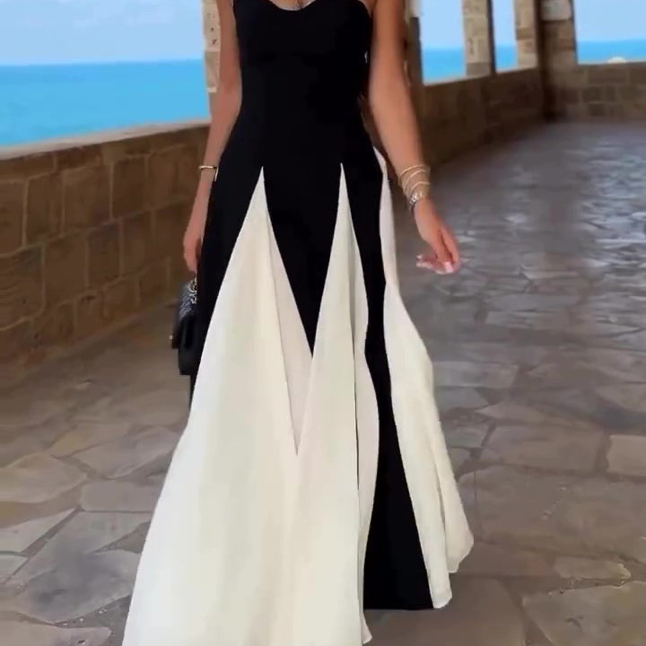 Black And White Contrast Tube Top Dress