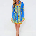 Belted Waist Long Sleeve Dress