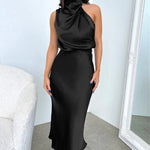 Sleek Sleeveless Summer Midi Dress - black