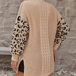 Pocketed Leopard Open Front Cardigan - runwayfashionista.com