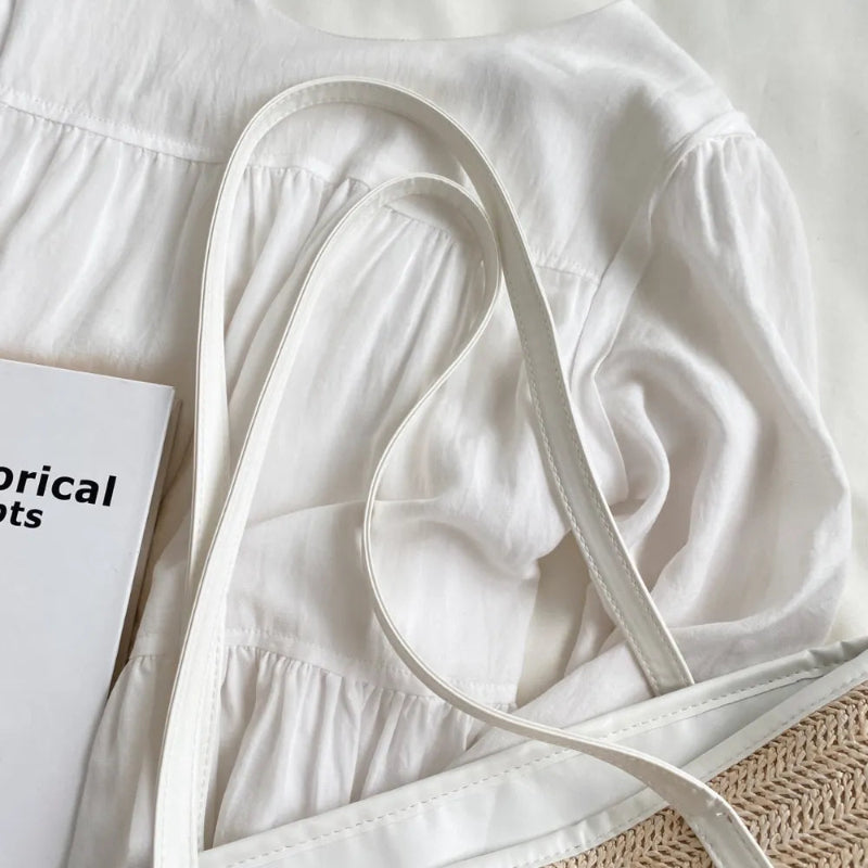 Chic Straw Weave Tote with Leather Straps - runwayfashionistacom