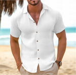 Short-Sleeved Button-Down Shirt - white