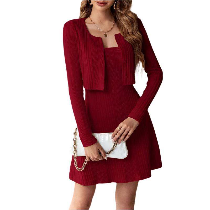 Long sleeve cropped cardigan and cami set -runwayfashionista.com