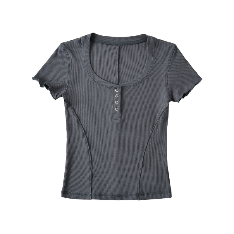 Slim fit threaded short sleeved T-shirt