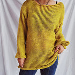 Boat Neck Dropped Shoulder Sweater - runwayfashionista.com