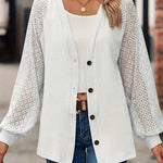 Button Up V-Neck Long Sleeve Outerwear - runwayfashionista.com
