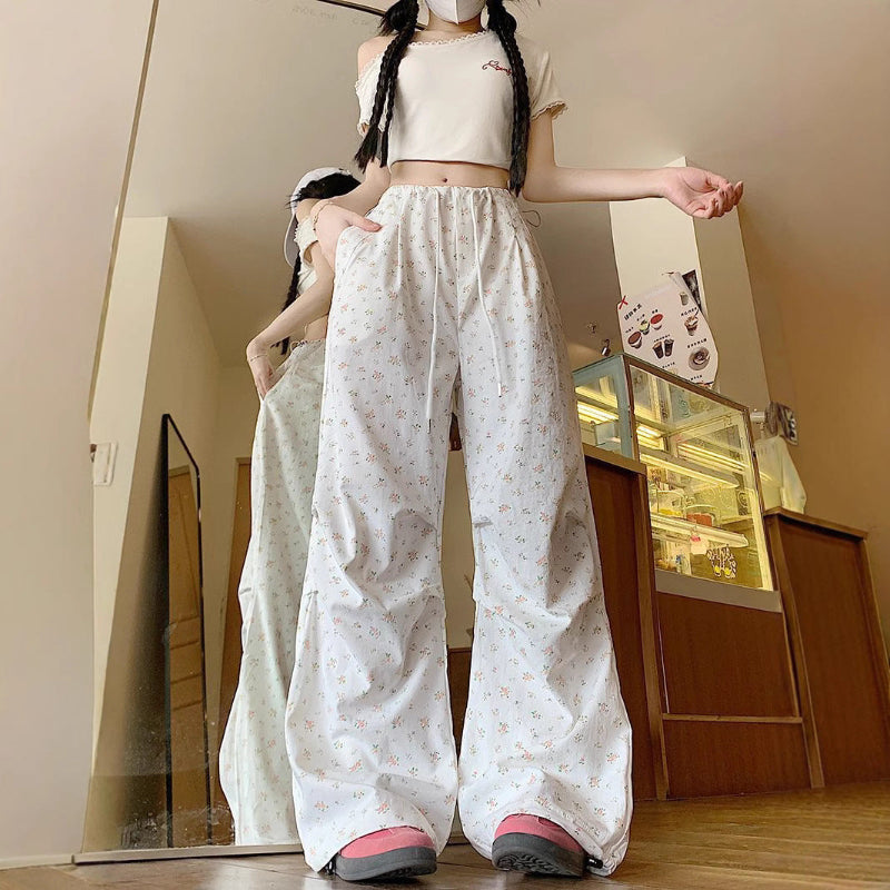 Wide Leg Retro White Sport Pants