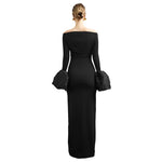 Off Shoulder Flower Bud Cuffs Dress