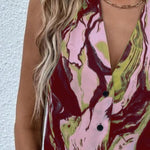 V-neck Twisted Button Top T-shirt - runwayfashionista.com