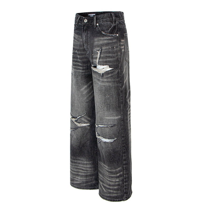 Distressed Ripped Vintage A-Line Casual Jeans: The Denim Revolution - black