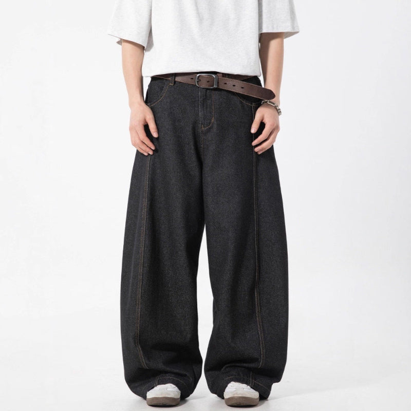 Loose semi elastic jeans - Black