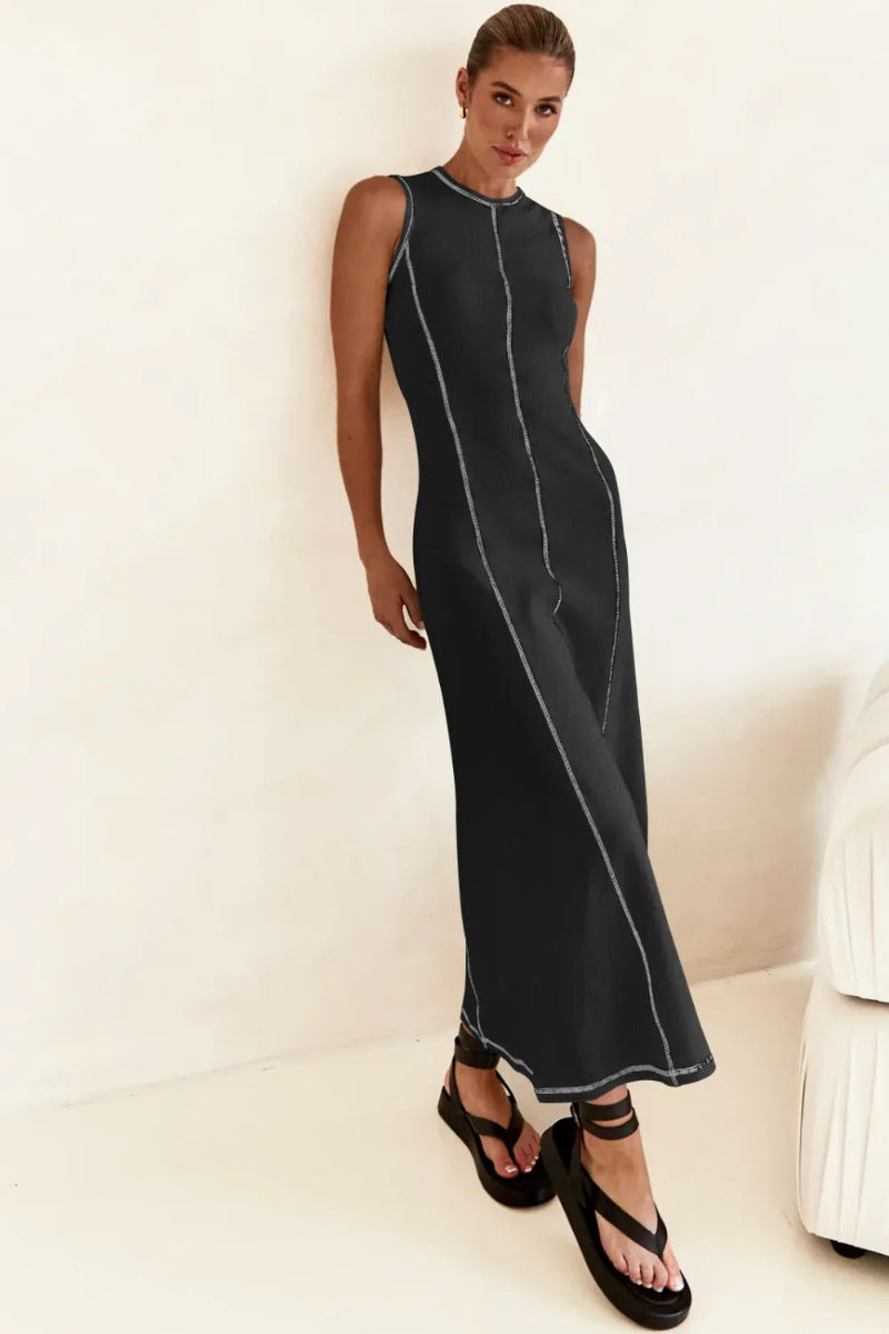 Contrast Stitching Maxi Tank Dress