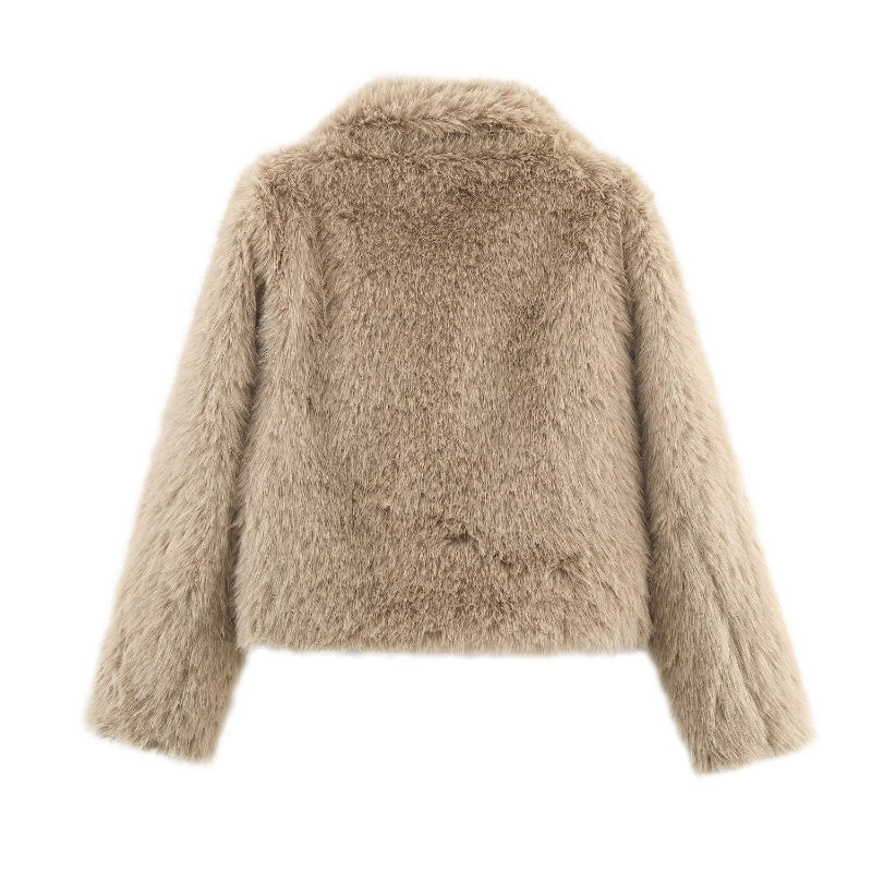 Artificial Fur Effect Short Jacket: The Luxe Commute Essential